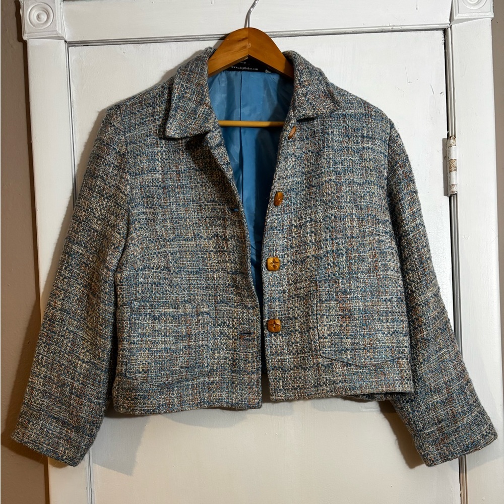 Monterey Bay Women's Blue, Brown and Gray Tweed Blazer